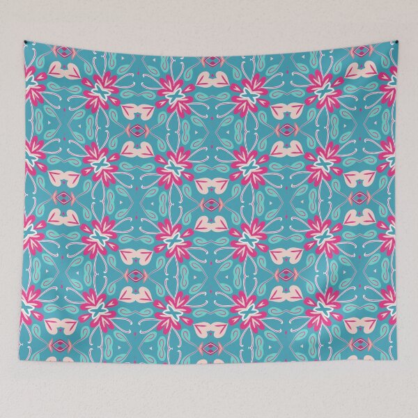 Artikelvorschau, Bright Teal, Hot Pink, and Blush Pink Swirly Geometric Pattern entworfen und verkauft von cozycaroline.