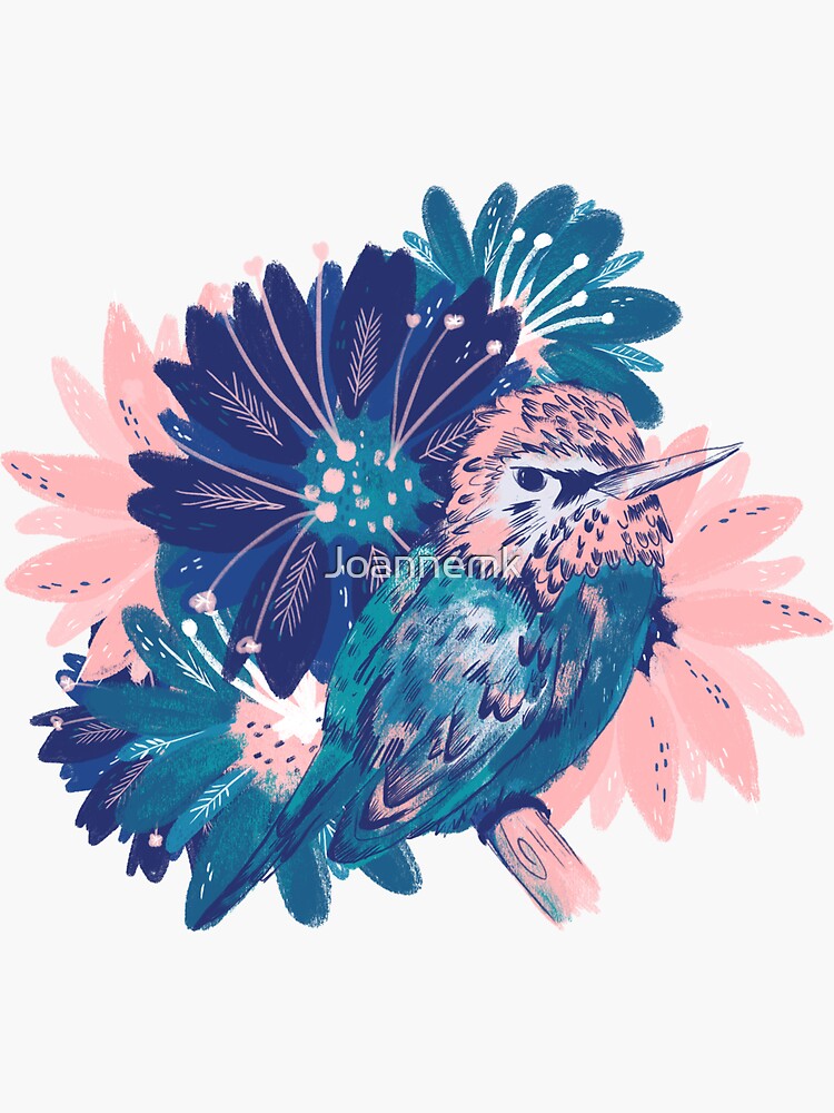 Thumbnail 3 of 3, Sticker, Hummingbird Floral designed and sold by Joannemk.