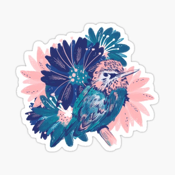 Hummingbird Floral Sticker