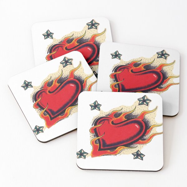 Item preview, HEART FIRE TATTOO flash art original design designed and sold by 999shirts.