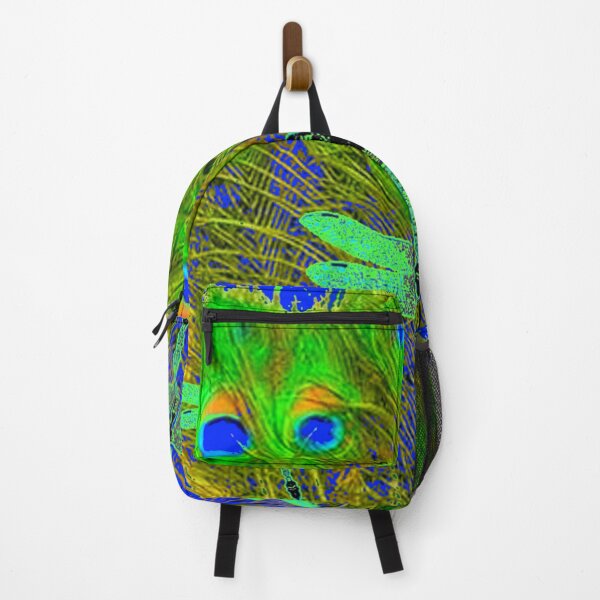 Item preview, EMERALD GREEN DRAGONFLIES ON GREEN PEACOCK FEATHERS BLUE ART designed and sold by sharlesart.