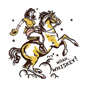 Artwork thumbnail, "Whoa Whiskey" Retro Pin Up Cowgirl Riding Her Horse by The Whiskey Ginger Design Shop