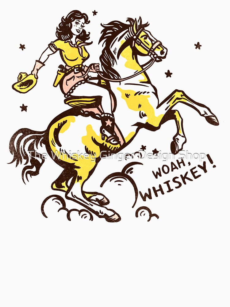 Thumbnail 7 of 7, Classic T-Shirt, "Whoa Whiskey" Retro Pin Up Cowgirl Riding Her Horse designed and sold by gramse212.