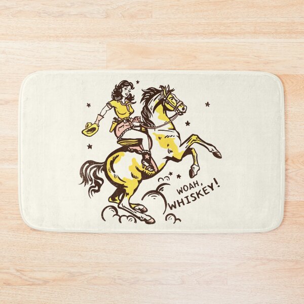 Item preview, "Whoa Whiskey" Retro Pin Up Cowgirl Riding Her Horse designed and sold by The Whiskey Ginger Design Shop.