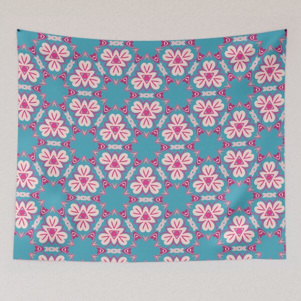 Artikelvorschau, Bright Teal, Hot Pink, and Blush Pink Swirly Geometric Pattern entworfen und verkauft von cozycaroline.