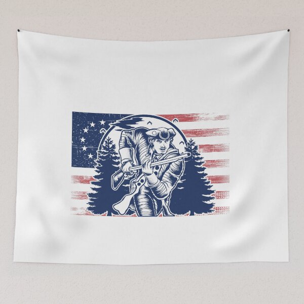 Item preview, Distressed Minuteman Patriot Soldier 13 Star Flag designed and sold by fra02.
