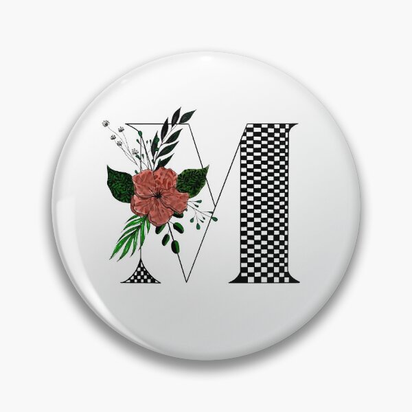 Item preview, Checkerboard Monogram M Floral Watercolor  designed and sold by Playful Pixel Designs.