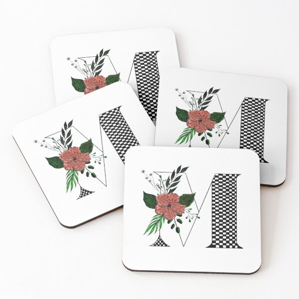 Item preview, Checkerboard Monogram M Floral Watercolor  designed and sold by Playful Pixel Designs.