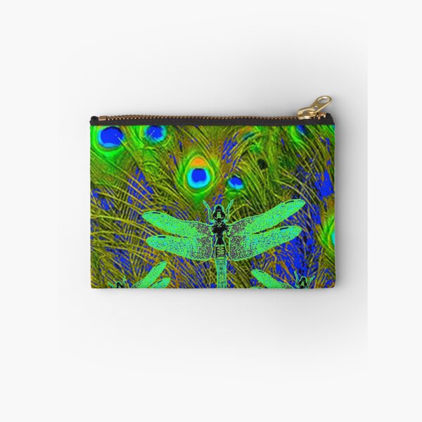 Item preview,  GREEN PEACOCK EMERALD GREEN DRAGONFLIES  FEATHERS RED ART designed and sold by sharlesart.