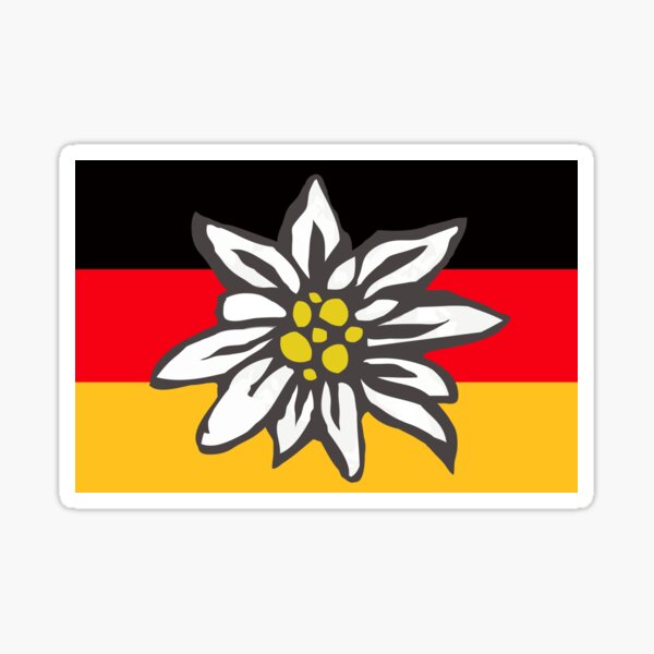 Vista previa del artículo con la obra «Bandera alemana con edelweiss», diseñado y vendido por Sportygirl.