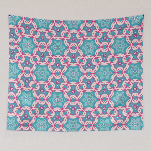 Artikelvorschau, Bright Teal, Hot Pink, and Blush Pink Swirly Geometric Pattern entworfen und verkauft von cozycaroline.