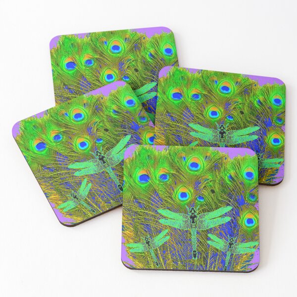 Item preview,  GREEN PEACOCK EMERALD GREEN DRAGONFLIES  FEATHERS PURPLE ART designed and sold by sharlesart.