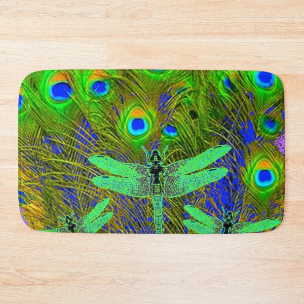 Item preview,  GREEN PEACOCK EMERALD GREEN DRAGONFLIES  FEATHERS PURPLE ART designed and sold by sharlesart.
