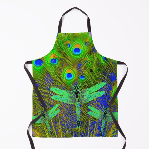 Item preview, GREEN PEACOCK EMERALD GREEN DRAGONFLIES FEATHERS PURPLE ART designed and sold by sharlesart.