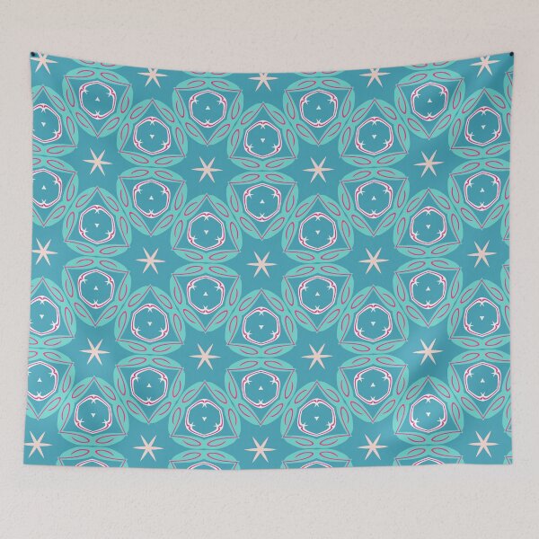 Artikelvorschau, Bright Teal, Hot Pink, and Blush Pink Swirly Geometric Pattern entworfen und verkauft von cozycaroline.