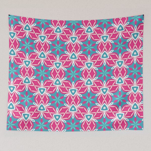 Artikelvorschau, Bright Teal, Hot Pink, and Blush Pink Swirly Geometric Pattern entworfen und verkauft von cozycaroline.