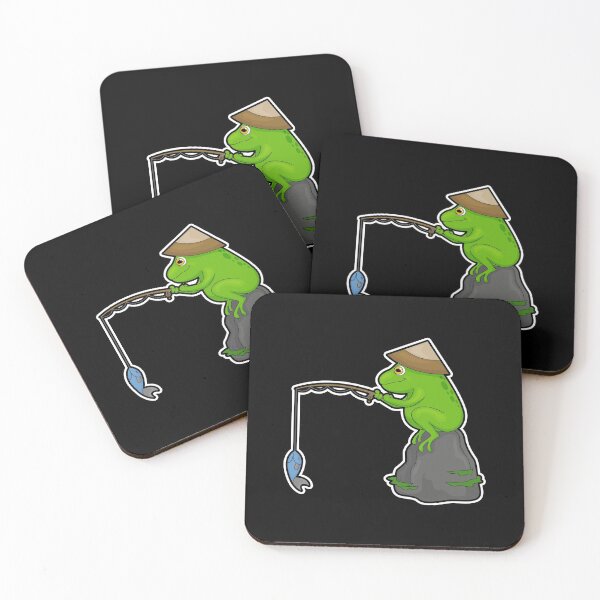 Item preview, Frog on Stone at Fishing with Fishing rod & Fish designed and sold by Snabdesign84.