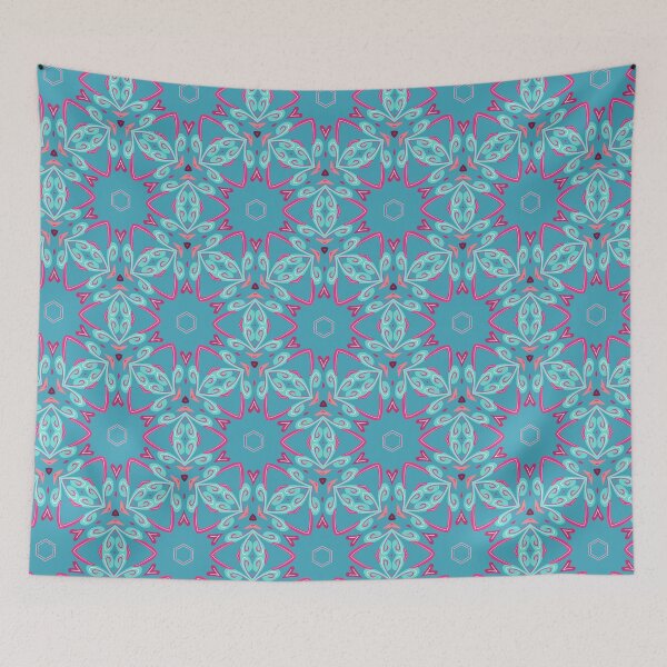 Artikelvorschau, Bright Teal, Hot Pink, and Blush Pink Swirly Geometric Pattern entworfen und verkauft von cozycaroline.