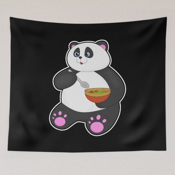 Item preview, Panda at Eating with Spoon & Bowl designed and sold by Snabdesign84.