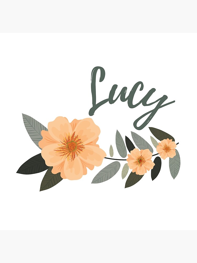 Lucy Name With Pretty Flowers | Name Design Orange And Green Plants