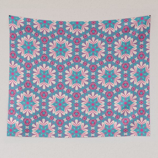 Artikelvorschau, Bright Teal, Hot Pink, and Blush Pink Swirly Geometric Pattern entworfen und verkauft von cozycaroline.