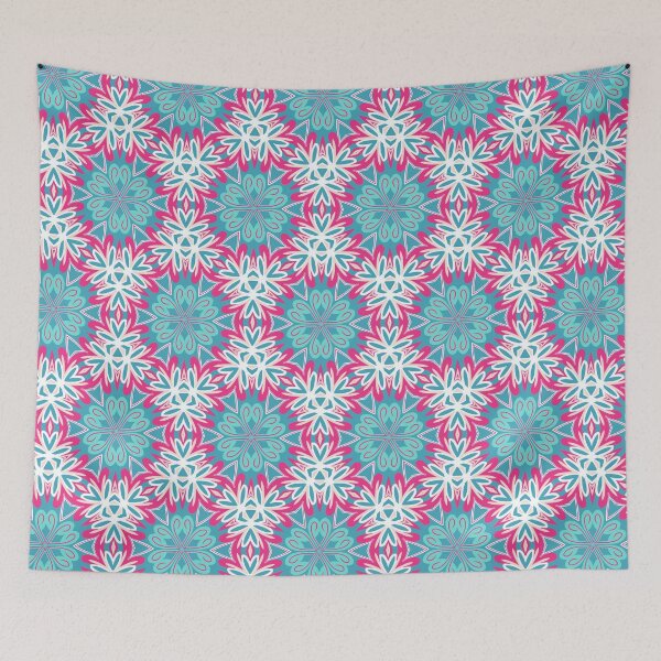 Artikelvorschau, Bright Teal Blue Green, Hot Pink, and Blush Pink Swirly Geometric Pattern entworfen und verkauft von cozycaroline.