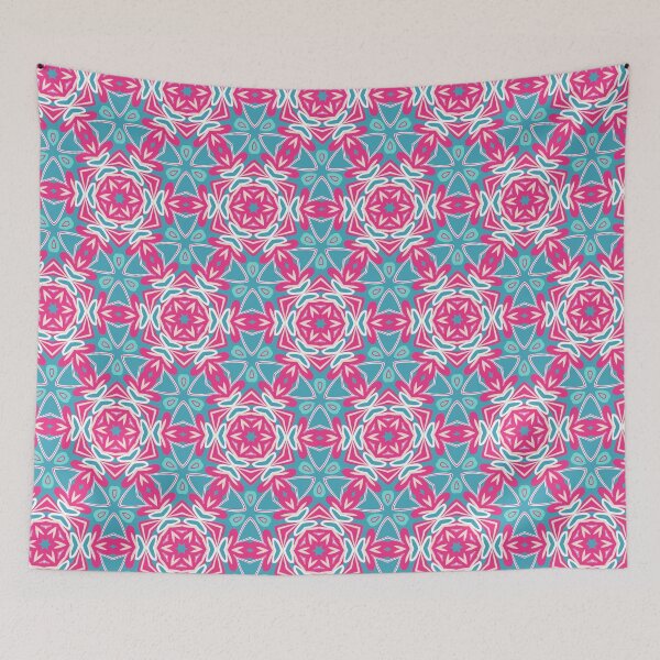 Artikelvorschau, Bright Teal, Hot Pink, and Blush Pink Swirly Geometric Pattern entworfen und verkauft von cozycaroline.