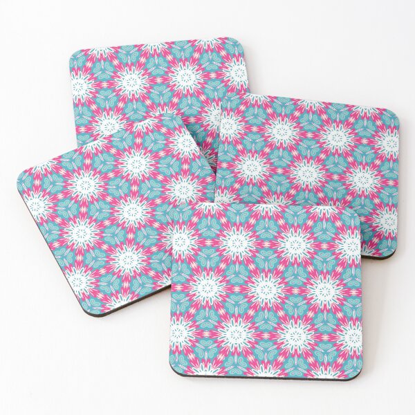 Aperçu de l'œuvre Bright Teal Blue Green, Hot Pink, and Blush Pink Swirly Geometric Pattern créée et vendue par cozycaroline.