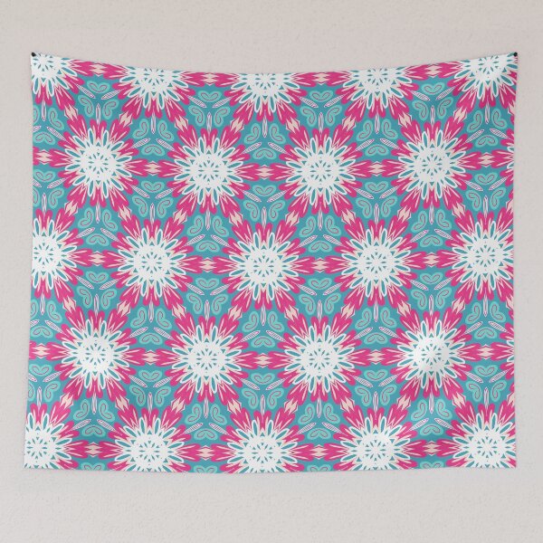 Artikelvorschau, Bright Teal Blue Green, Hot Pink, and Blush Pink Swirly Geometric Pattern entworfen und verkauft von cozycaroline.