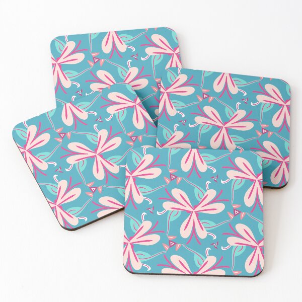 Aperçu de l'œuvre Bright Teal, Hot Pink, and Blush Pink Swirly Geometric Pattern créée et vendue par cozycaroline.