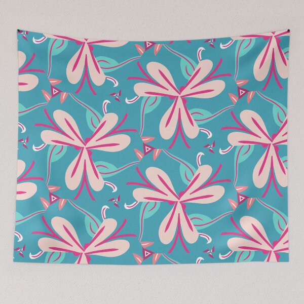 Artikelvorschau, Bright Teal, Hot Pink, and Blush Pink Swirly Geometric Pattern entworfen und verkauft von cozycaroline.