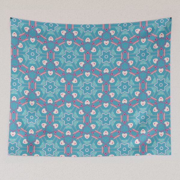 Artikelvorschau, Bright Teal Blue Green, Hot Pink, and Blush Pink Swirly Geometric Pattern entworfen und verkauft von cozycaroline.