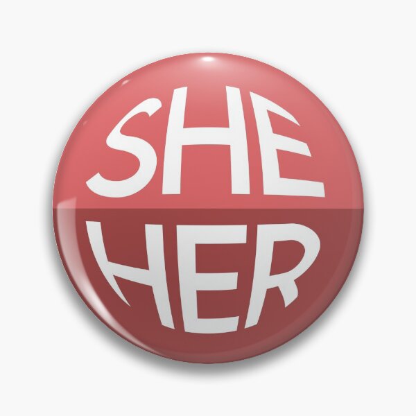 Item preview, Scarlet Red Pronoun Pin | SHE/HER designed and sold by goofnmm.