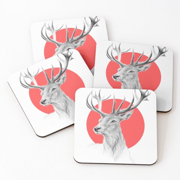 Item preview, Deer head drawing and red circle designed and sold by edrawings38.