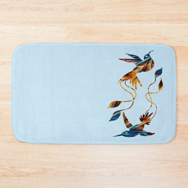 Item preview, Spectral sunset ray of cold blue and warm yellow abstract hummingbirds designed and sold by TitaCris.