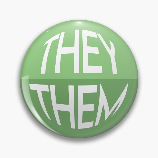 Item preview, Olive Green Pronoun Pin | THEY/THEM designed and sold by goofnmm.