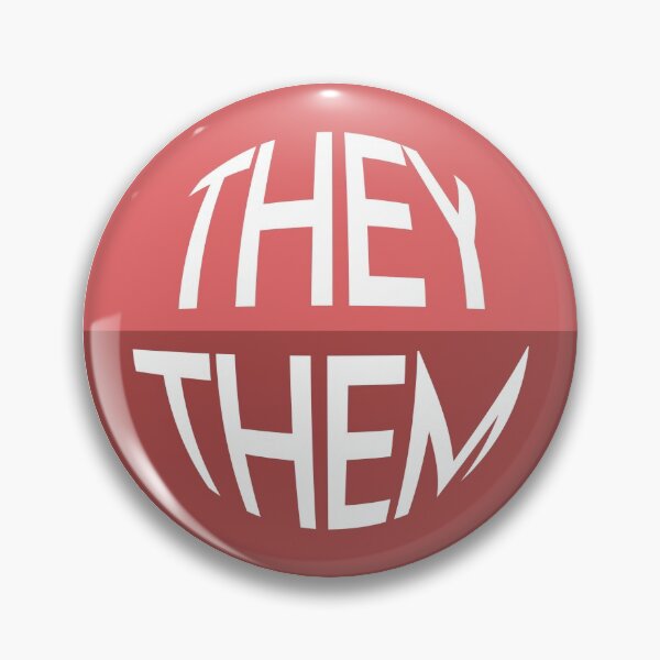 Item preview, Scarlet Red Pronoun Pin | THEY/THEM designed and sold by goofnmm.