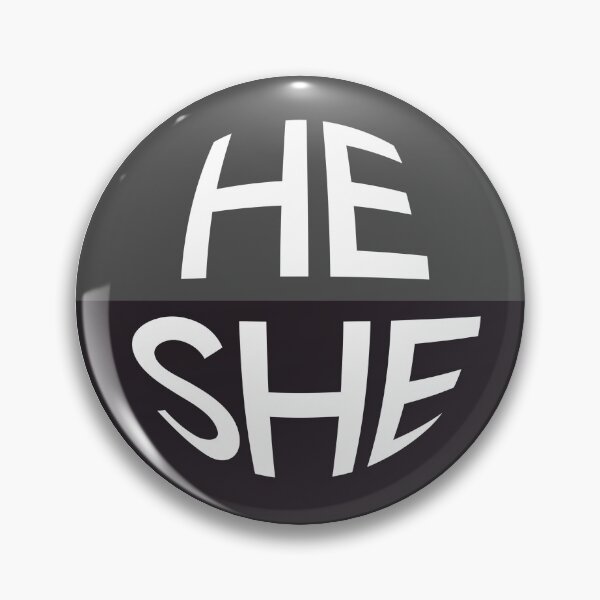 Item preview, Slate Grey Pronoun Pin | HE/SHE designed and sold by goofnmm.