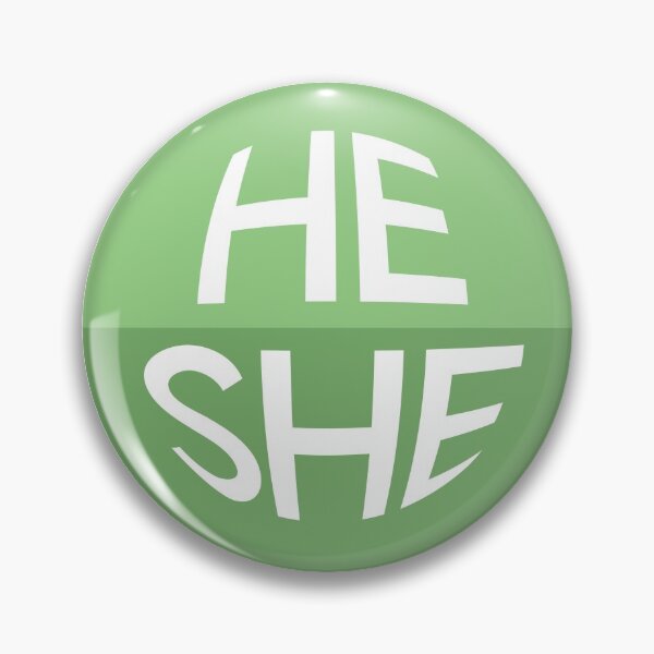 Item preview, Olive Green Pronoun Pin | HE/SHE designed and sold by goofnmm.