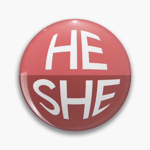 Item preview, Scarlet Red Pronoun Pin | HE/SHE designed and sold by goofnmm.