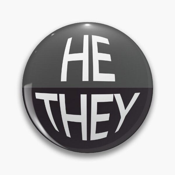Item preview, Slate Grey Pronoun Pin | HE/THEY designed and sold by goofnmm.