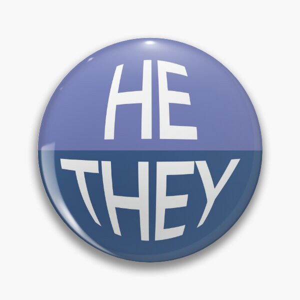 Item preview, Ocean Blue Pronoun Pin | HE/THEY designed and sold by goofnmm.