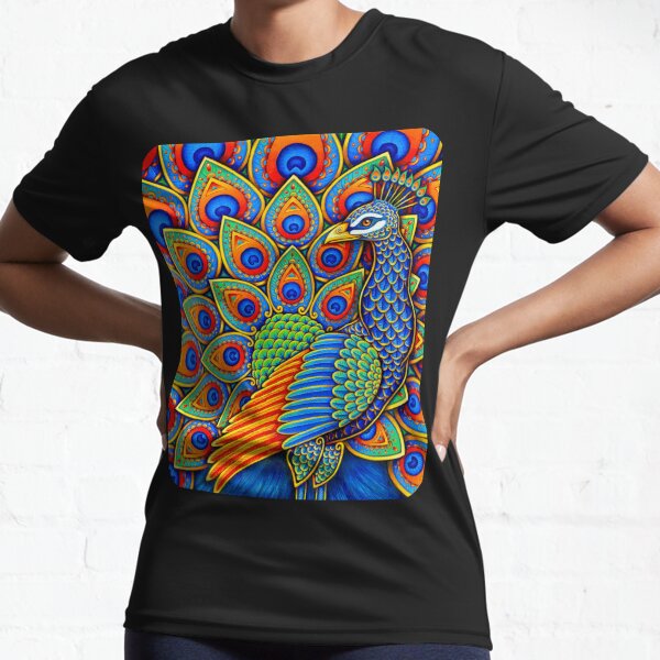 Colorful Paisley Peacock Rainbow Bird Active T-Shirt