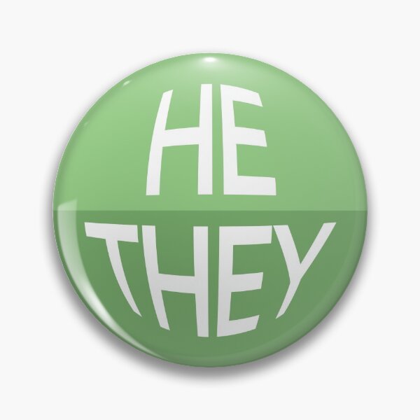 Item preview, Olive Green Pronoun Pin | HE/THEY designed and sold by goofnmm.