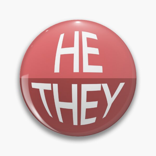 Item preview, Scarlet Red Pronoun Pin | HE/THEY designed and sold by goofnmm.