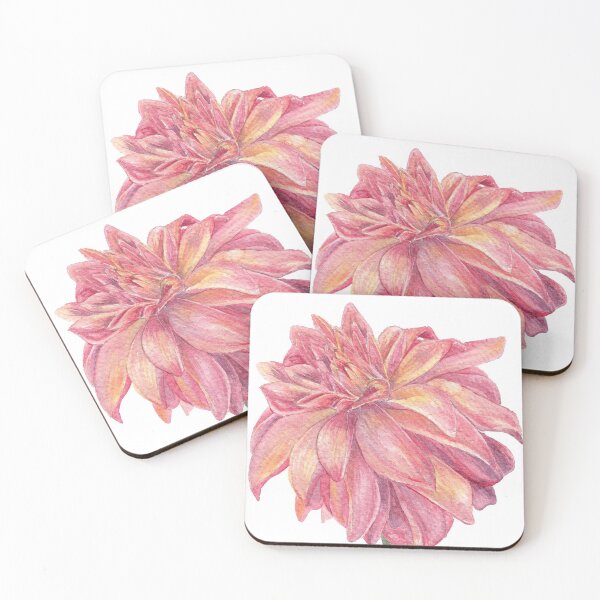 Item preview, Watercolor daliah watercolor botanical painting pink and yellow designed and sold by L'Atelier Oranjade.