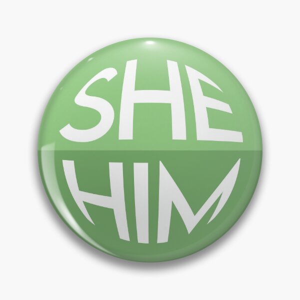 Item preview, Olive Green Pronoun Pin | SHE/HIM designed and sold by goofnmm.