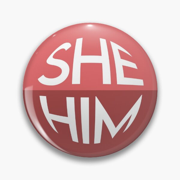 Item preview, Scarlet Red Pronoun Pin | SHE/HIM designed and sold by goofnmm.