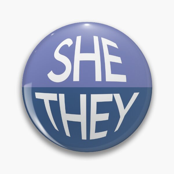 Item preview, Ocean Blue Pronoun Pin | SHE/THEY designed and sold by goofnmm.