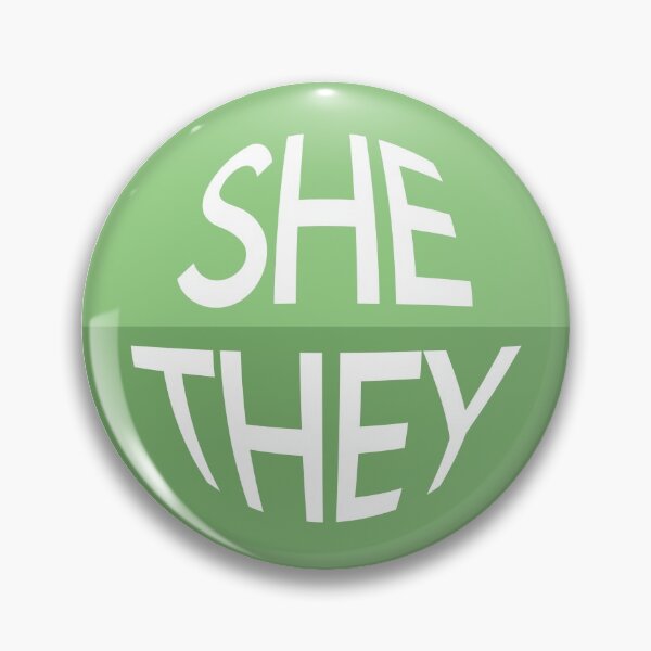 Item preview, Olive Green Pronoun Pin | SHE/THEY designed and sold by goofnmm.
